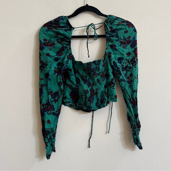 FREE PEOPLE Hilary Printed Top Green Combo Size xs - Picture 4 of 4